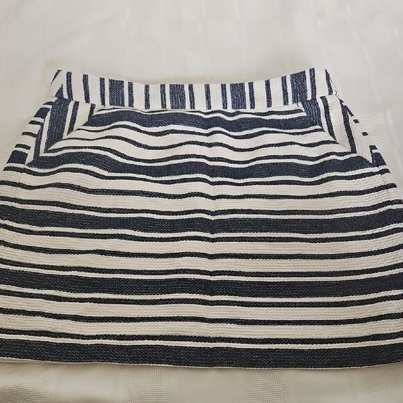 Banana Republic Navy Blue and White A-Line Mini Skirt - Picture 3 of 16